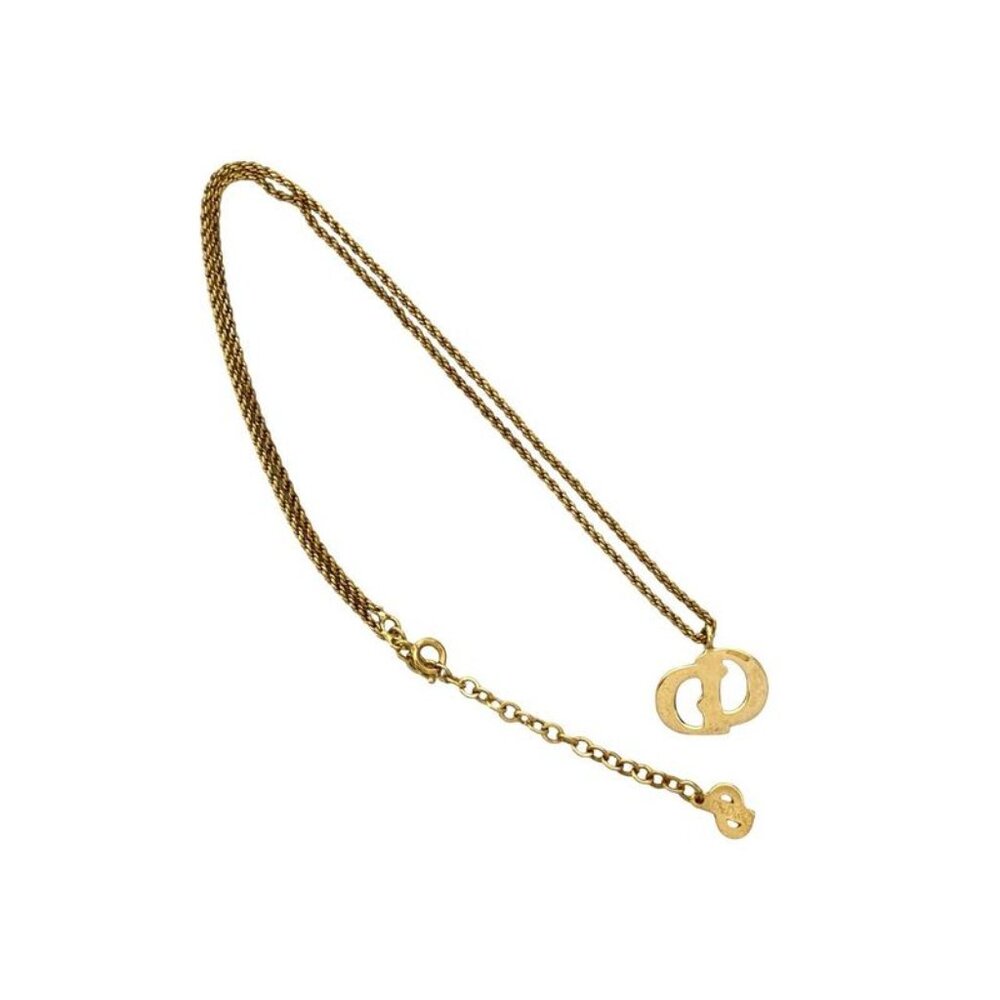 Christian Dior Vintage CD Logo Necklace Pendant Choker Accessory Gold 652-3 - Picture 5 of 5